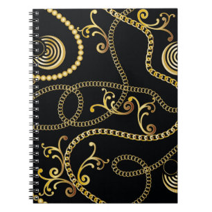 Seamless golden chain pattern fashion, Illustrati Notebook