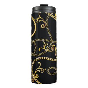 Seamless golden chain pattern fashion,  Illustrati Thermal Tumbler
