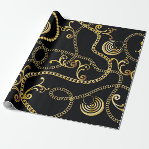 Seamless golden chain pattern fashion,  Illustrati Wrapping Paper
