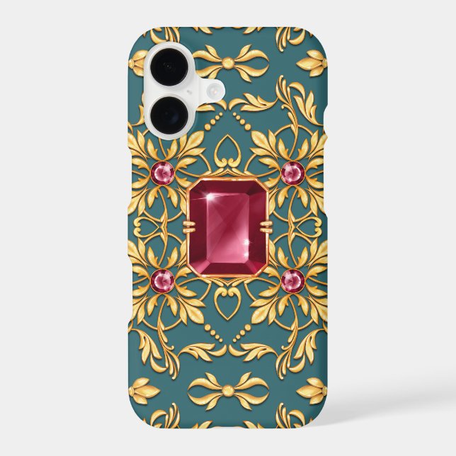 Seamless golden pattern with ruby (Back)