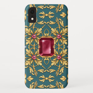 Seamless golden pattern with ruby iPhone XR case