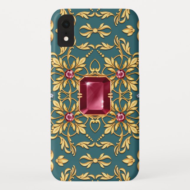 Seamless golden pattern with ruby Case-Mate iPhone case (Back)