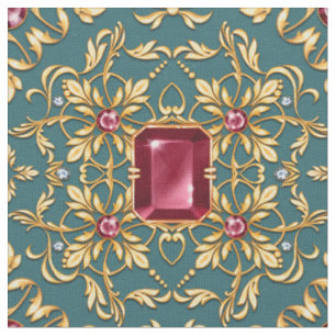 Seamless golden pattern with ruby fabric