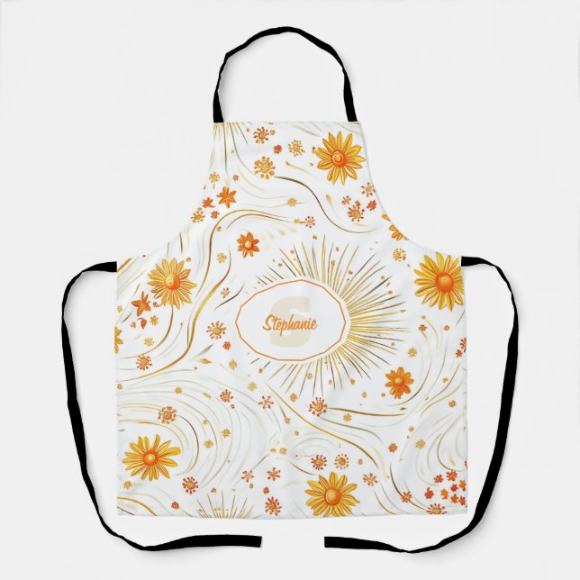 Seamless Golden Sun & Rays - with Abstract Star Apron (Front)