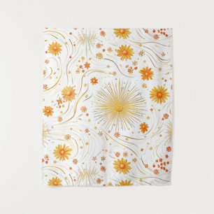 Seamless Golden Sun & Rays - with Abstract Star Tapestry