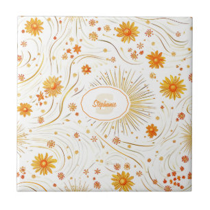 Seamless Golden Sun & Rays - with Abstract Star Tile