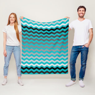 Seamless Gradient Chevron Pattern on Turquoise Fleece Blanket