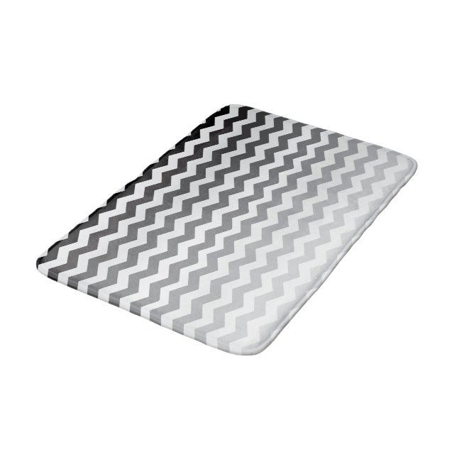 Seamless Gradient Chevron Pattern - White and Grey Bath Mat (Angled)