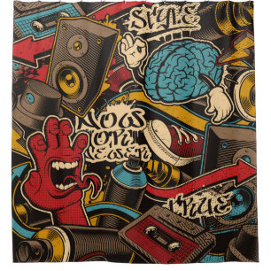 Seamless Graffiti background. Colorful seamless pa