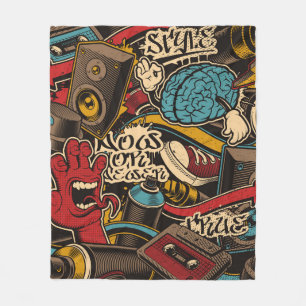 Seamless Graffiti background. Colourful seamless p Fleece Blanket