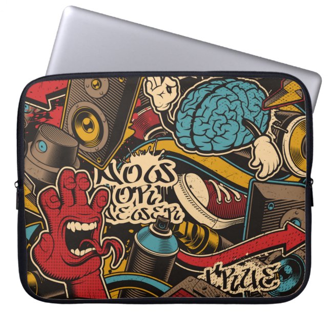 Seamless Graffiti background. Colourful seamless p Laptop Sleeve (Front)