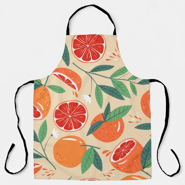 Seamless grapefruit pattern. Modern design. Vintag Apron (Front)
