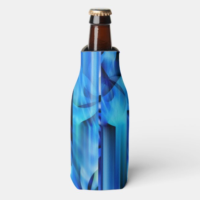 Seamless Graphic Design - blue black I Bottle Cooler (Bottle Front)