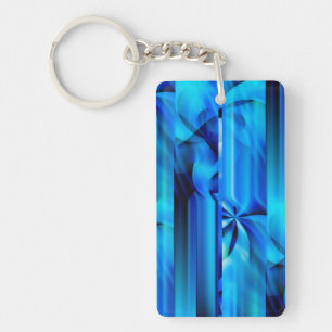 Seamless Graphic Design - blue black I Keychain
