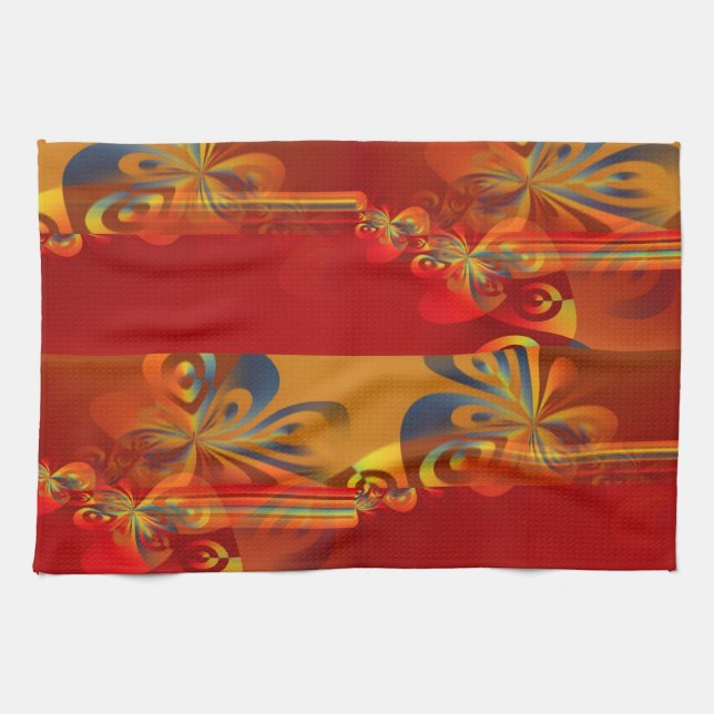 Seamless Graphic Design - red orange I Kitchen Towel (Horizontal)