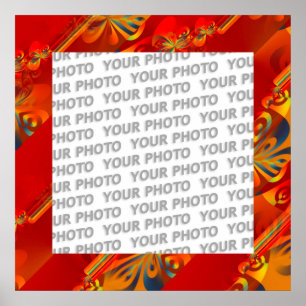 Seamless Graphic Design - red orange I Poster