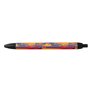 Seamless Graphic Design - yellow red I Black Ink Pen