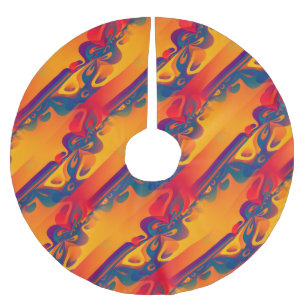 Seamless Graphic Design - yellow red I Brushed Polyester Tree Skirt