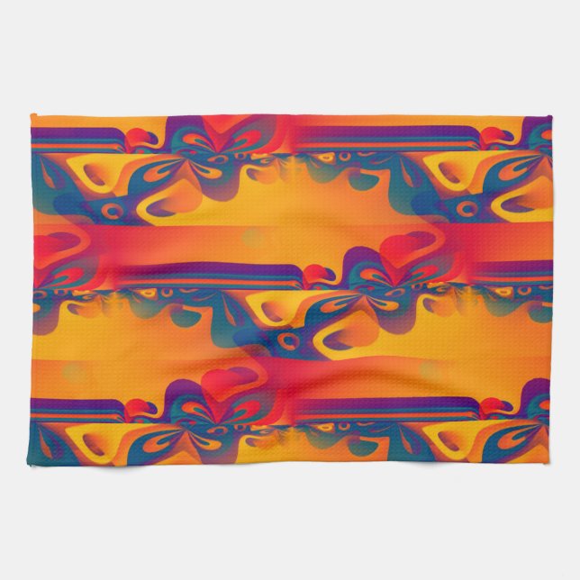 Seamless Graphic Design - yellow red I Kitchen Towel (Horizontal)