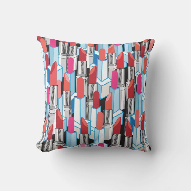 Seamless graphic pattern graphic colourful lipstic throw pillow (Front)
