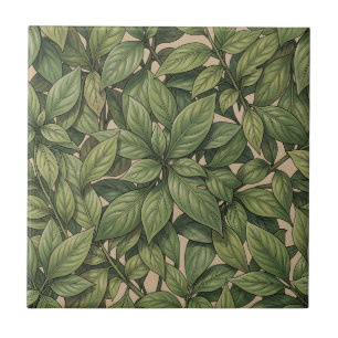 Seamless Green Leaf Botanical Vintage Pattern Tile