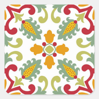 Seamless green ornament tiles square sticker