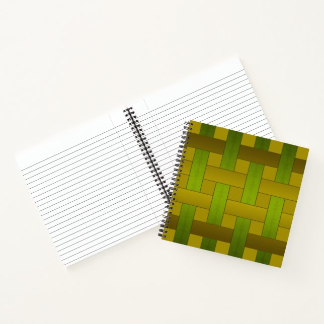 Seamless green yellow silk lined striped pattern m notebook (Inside)
