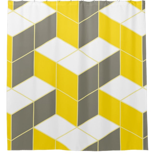 Seamless grey and yellow isometric cubical trident (Front)