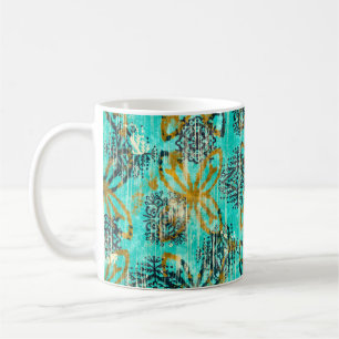Seamless grungy tribal ethnic rug motif pattern. H Coffee Mug