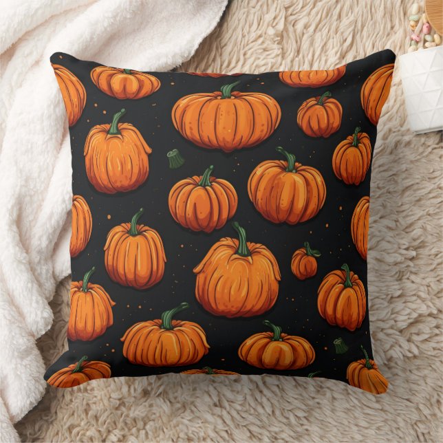 Seamless Halloween Pattern Throw Pillow (Blanket)