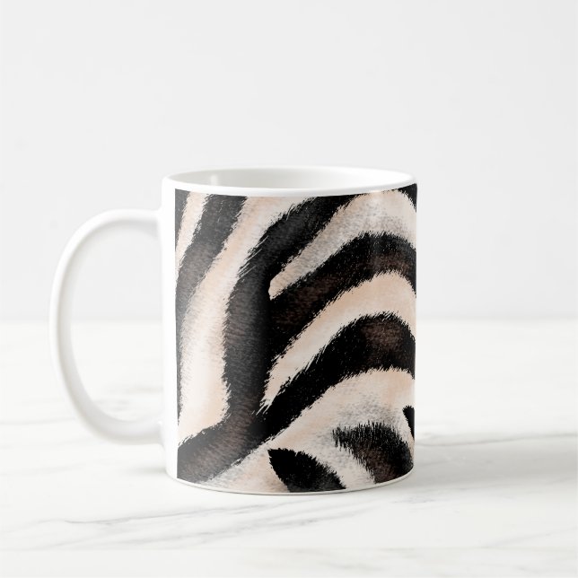 Seamless hand drawing zebra texture, animal print, coffee mug (Left)