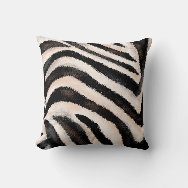 Seamless hand drawing zebra texture, animal print, throw pillow (Front)