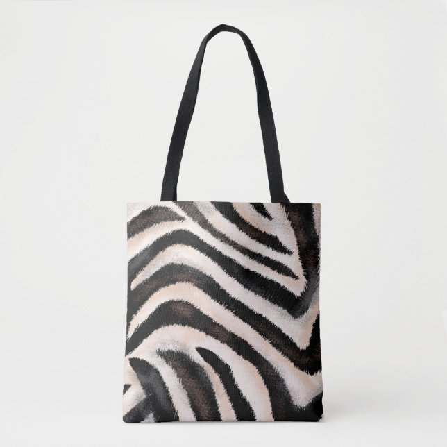 Seamless hand drawing zebra texture, animal print, tote bag (Front)