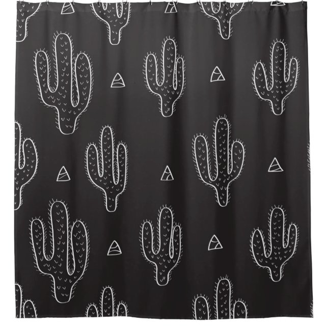 Seamless hand drawn dactus pattern with triangles  (Front)