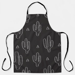 Seamless hand drawn dactus pattern with triangles  apron