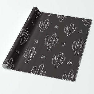 Seamless hand drawn dactus pattern with triangles  wrapping paper