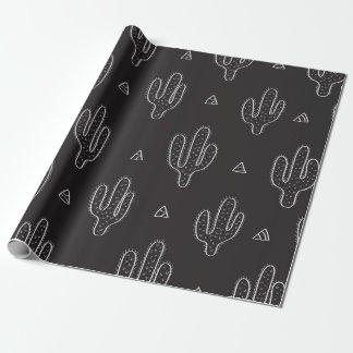 Seamless hand drawn dactus pattern with triangles wrapping paper