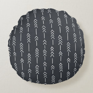 Seamless hand drawn geometric tribal pattern with  round pillow