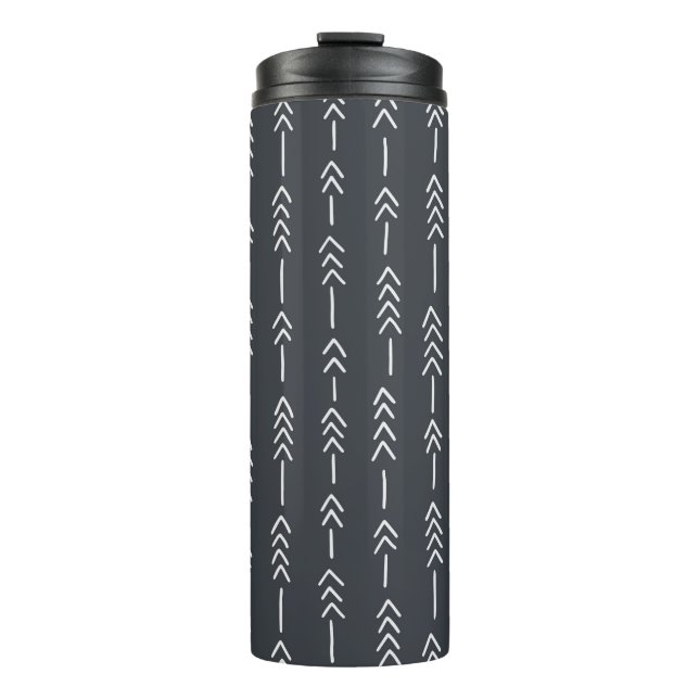 Seamless hand drawn geometric tribal pattern with  thermal tumbler (Front)