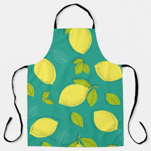 Seamless Hand Drawn Lemon with Leaves Pattern in B Apron