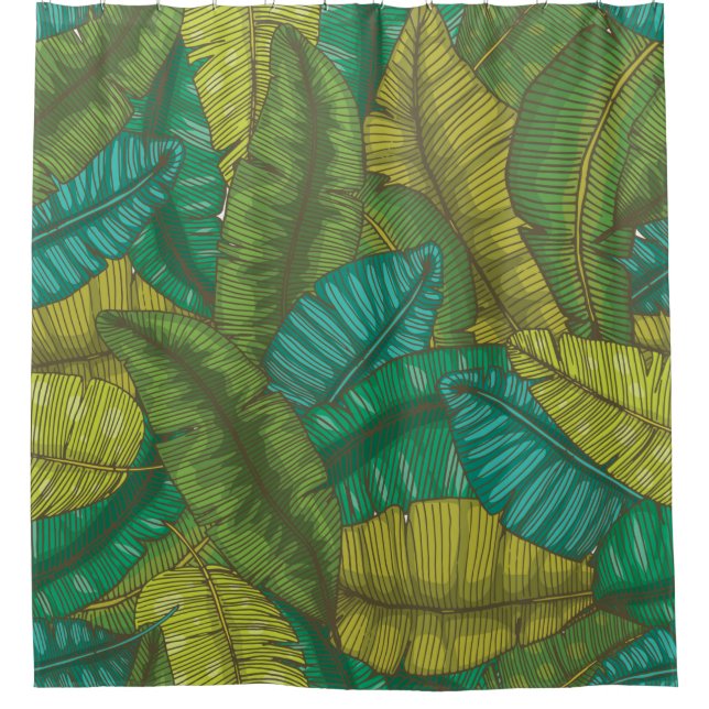Seamless hand drawn pattern with banana leaves / t (Front)
