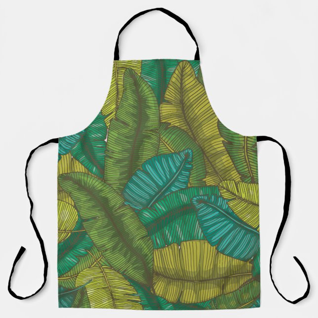 Seamless hand drawn pattern with banana leaves / t apron (Front)