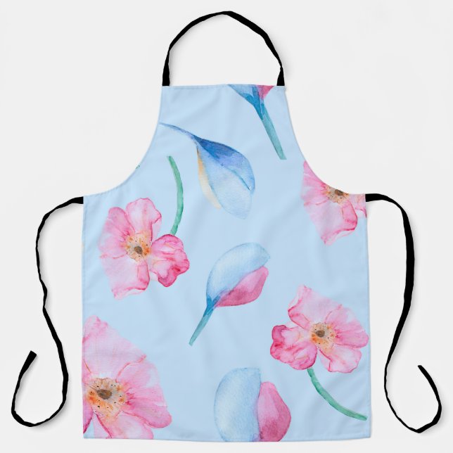 Seamless hand drawn watercolor pattern with pink p apron (Front)