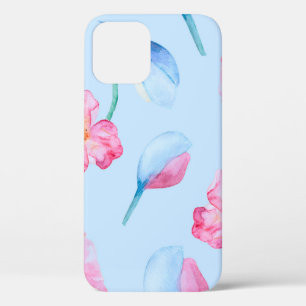 Seamless hand drawn watercolor pattern with pink p iPhone 12 case