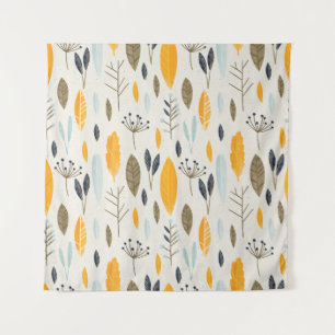 Seamless hand illustrated floral pattern on paper tapestry