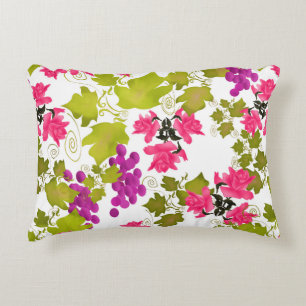 Seamless harvest grape pink roses flowers floral c accent pillow