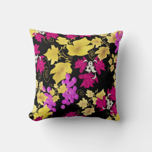 Seamless harvest grape vine roses flowers floral c throw pillow