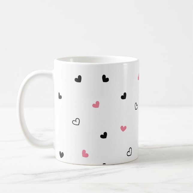 Seamless Heart Doodle Pattern Coffee Mug (Left)