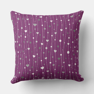 Seamless Heart Pattern Purple Graphic Throw Pillow