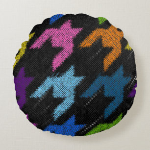 Seamless Hounds-tooth pattern. Imitation of a text Round Pillow